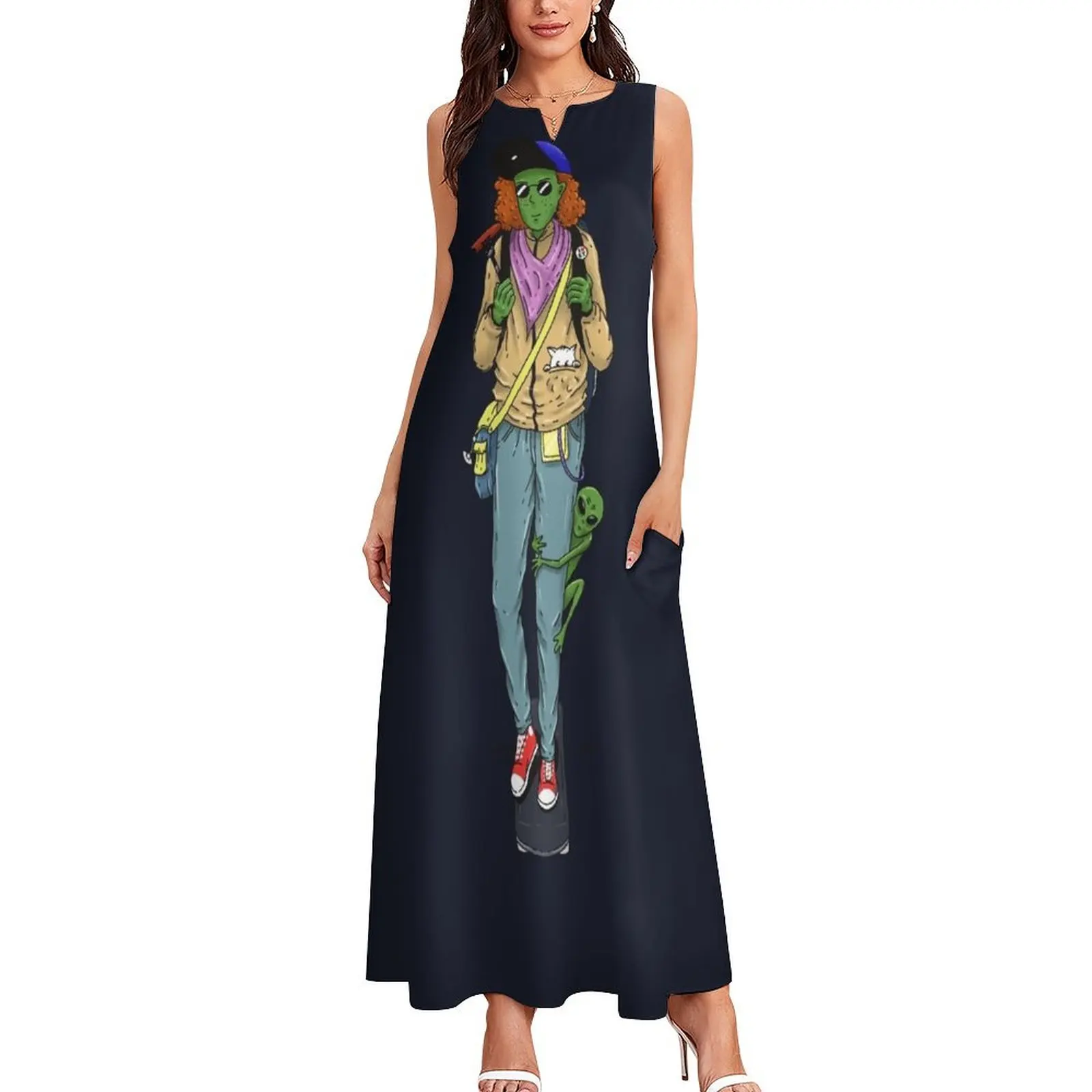 Weird Alien stuff cool sticker Long Dress Long dresses sexy dress