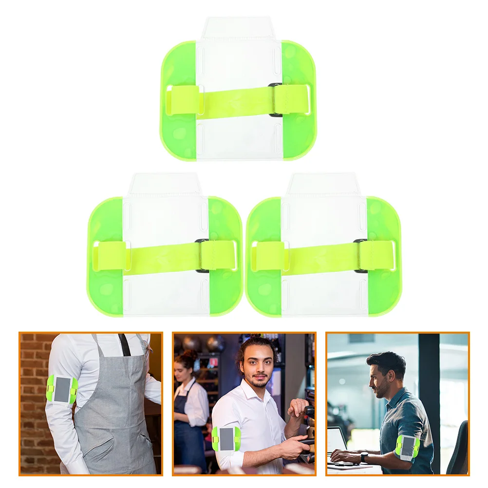 

3pcs ID Card Armband Holder PVC Nylon Adjustable Badge Holder for Work Card Clear Badge Protective Cover Reusable
