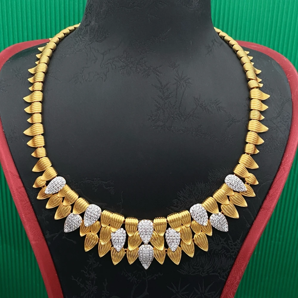 

JRH Свадебный позолоченный медный комплект ювелирных изделий на Ближнем Востоке с искусственным цирконом, свадебные банкетные кольца, ожерелья, серьги, браслеты