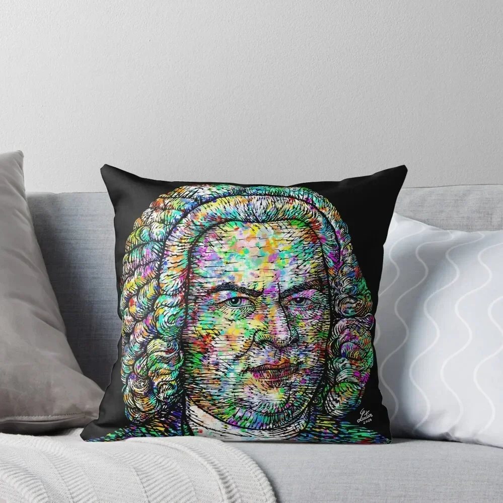 JOHANN SEBASTIAN BACH ink and watercolor portrait Throw Pillow Pillow Decor Decorative Cushion Custom Cushion Photo pillow