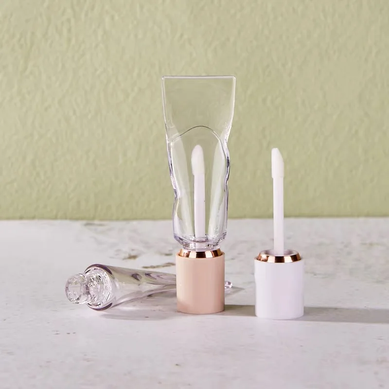 50개입 새 치약 디자인 4ML 빈 립글로스 병 메이크업 라운드 화이트 오렌지 캡 플라스틱 메이크업 립 틴트 튜브 포장