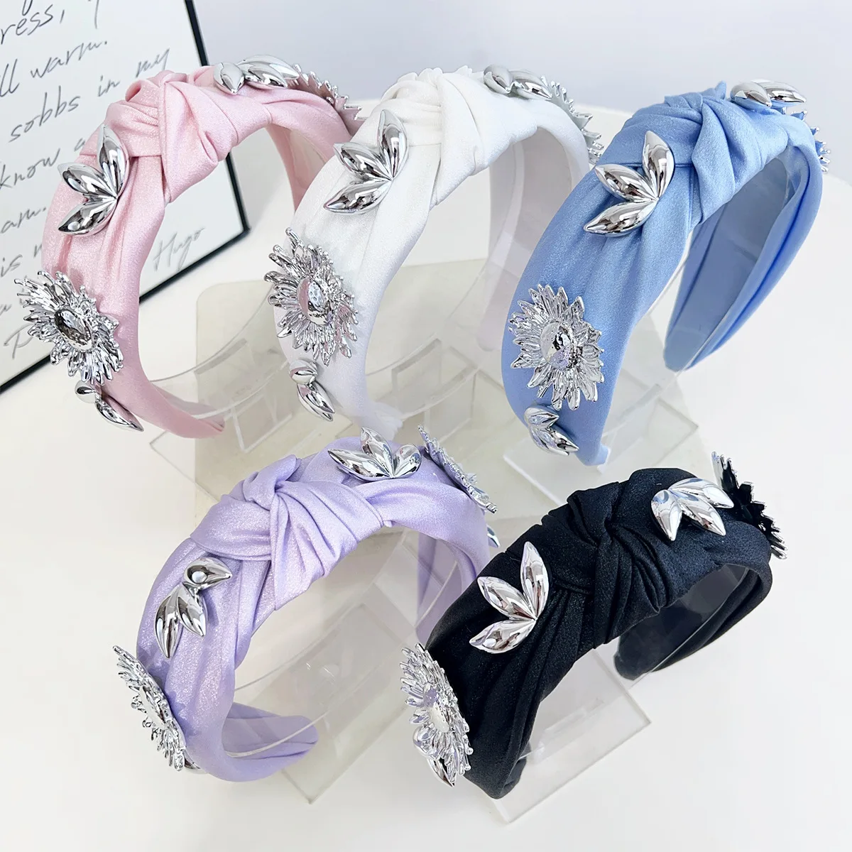 

European and American Style Metal Floral Knotted Wide Headband - Premium Hair Accessory for Women