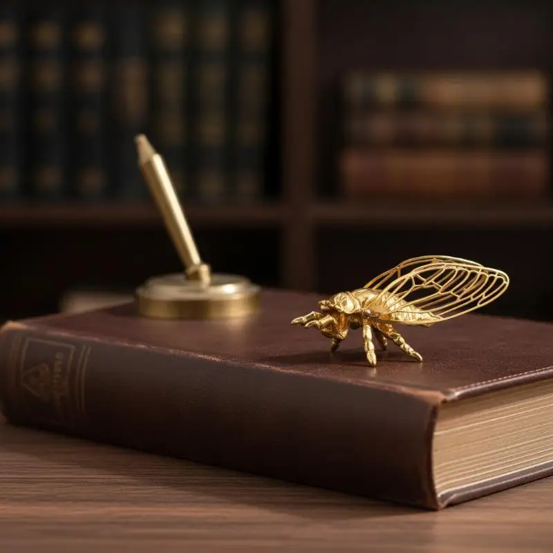 Brass Cicada Hollowed Out Cicada Decoration Chinese Zen Thread Incense Seat Tea Room Handicraft