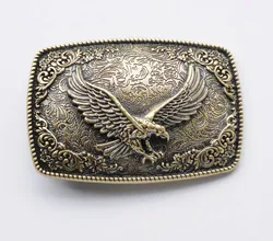 Hot Sale Rectangular shape western Cowboy Bronze & Sliver Flying Eagle Belt Buckle