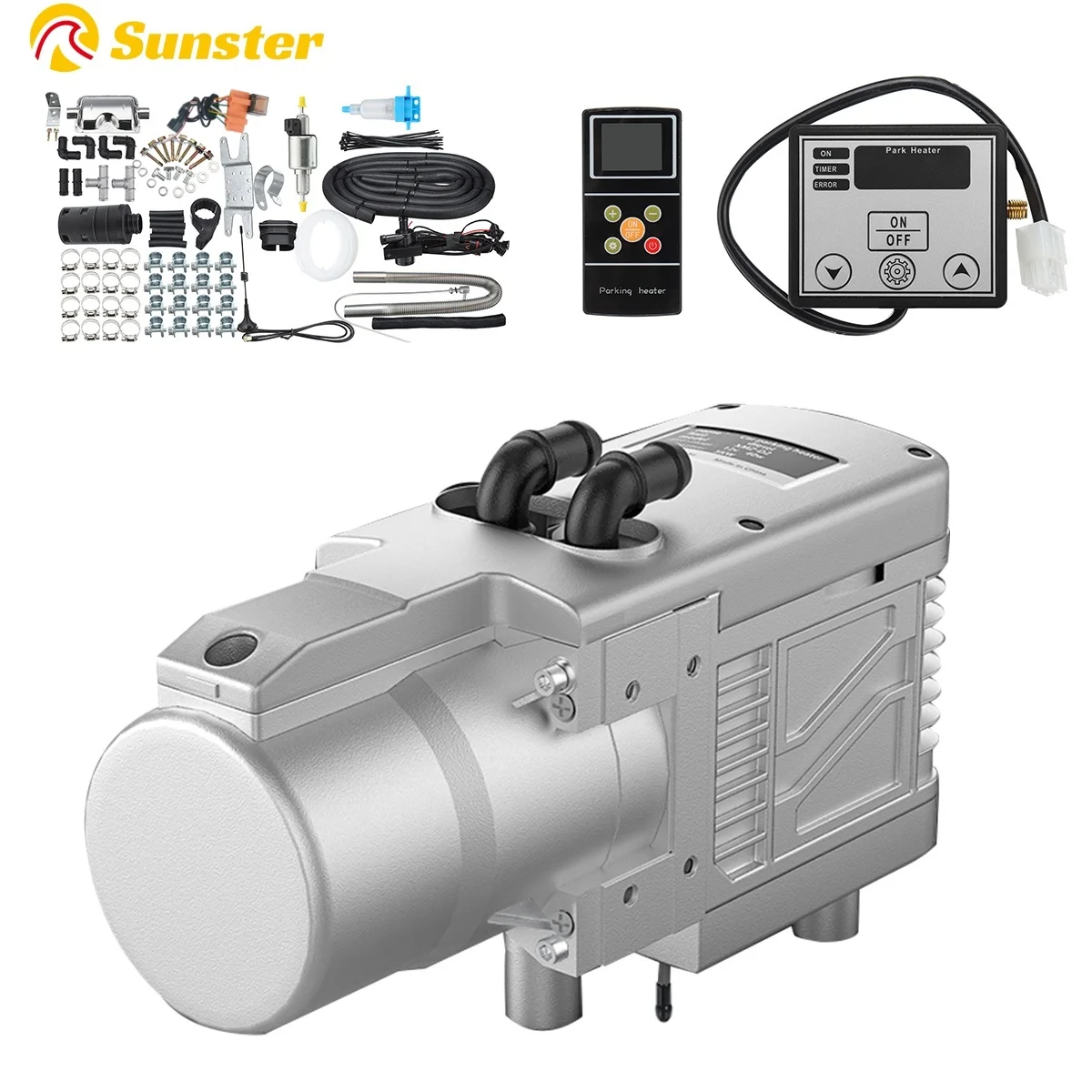 12V 5KW gasoline/diesel Fuel air heater Water heater Liquid Heater Plumbing LCD switch Silencer Engine Parking Heating Machine