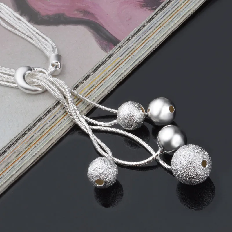 925 فضة 8MM حبة سوار سلسلة للنساء مجوهرات الزفاف