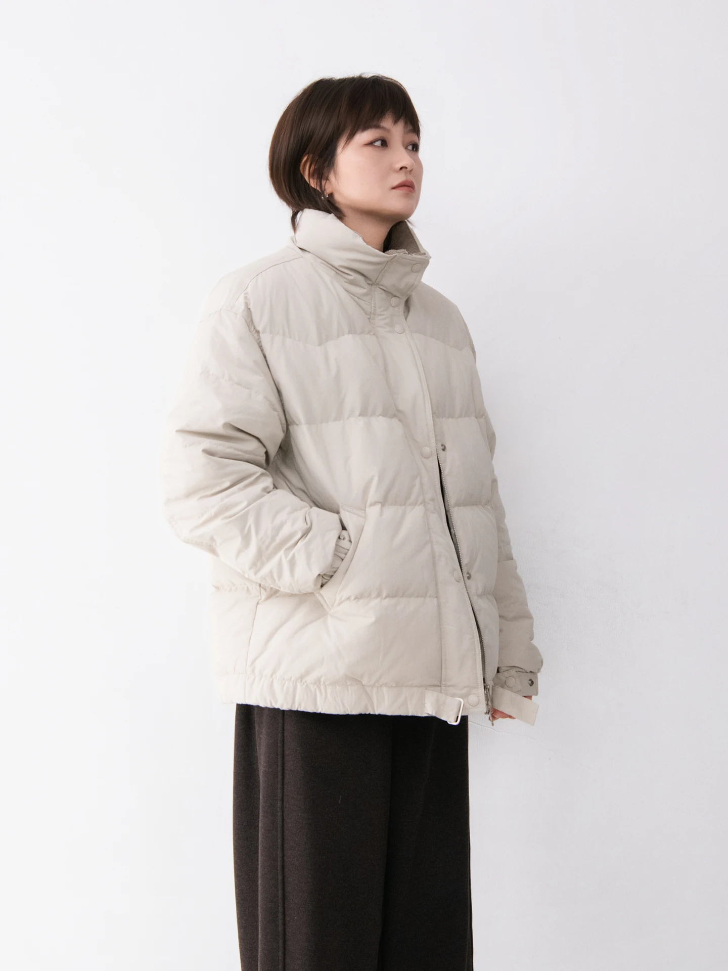 

Women's Thiened Pure Color Du down Jaet Stand Collar Bread Sle Clothing Warm Corduroy Patchwork Casual Winter Coat