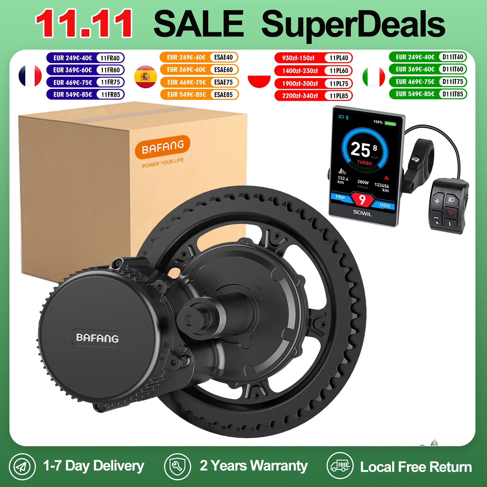 BAFANG Motore Mid Drive 1000W 500W 250W 350W Kit di conversione bici elettrica BBSHD BBS02B BBS01B M615 M325 M215 Kit Ebike