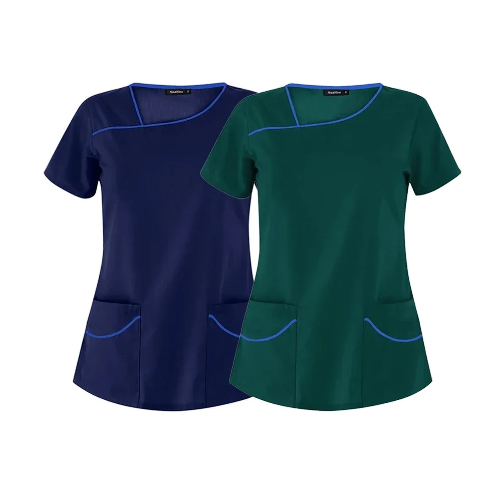 Oral Dentist Operating Room Summer Thin Top Nursing Scrub Shirt Pet Grooming Scrub Short Sleeve Doctor Suits Top Wholesale