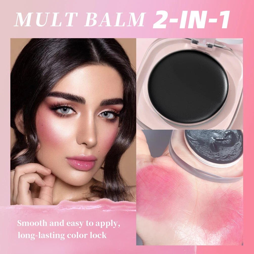 QIBEST Color Changing Lipstick Blush 2 In 1 Lip Gloss Shine Moisturizing Black Lip Balm Tint Sexy Plumping For Cheek Lips Makeup