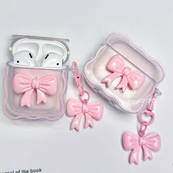 3D pink bow suitable for Apple AirPods 1/2/3/4 generation Bluetooth earphone protective case Pro2ND earphone case