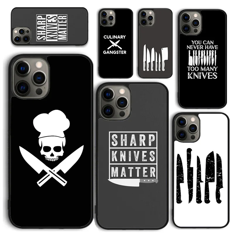 Cooking Chef Knives Phone Case for iPhone 16 15 14 12 13 mini PLUS X XS XR 11 PRO MAX Back Cover Fundas Shell