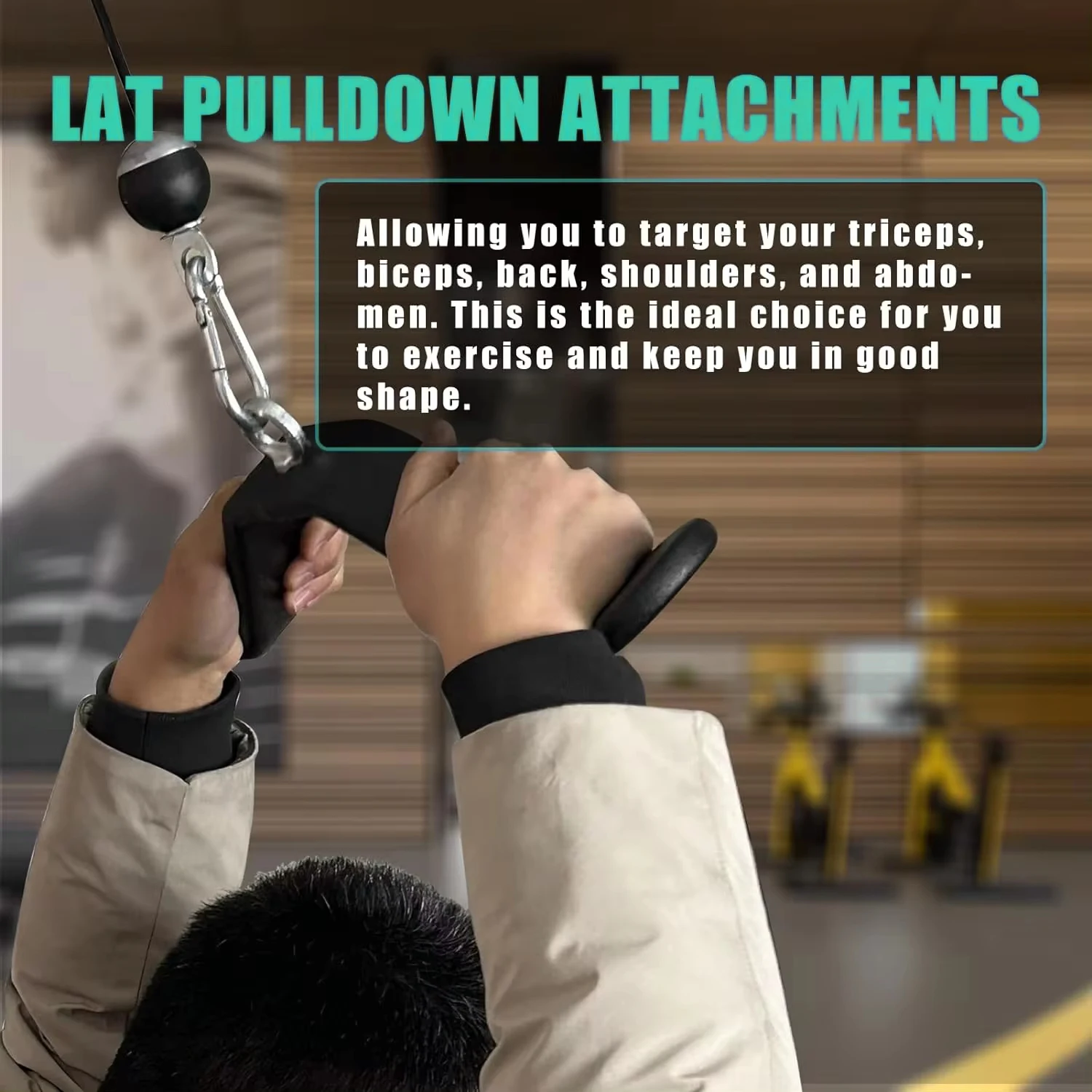 LAT-Pulldown Tricep Bar, Strength Training Workout, Back Cable Attachments, Grip for Home Gym