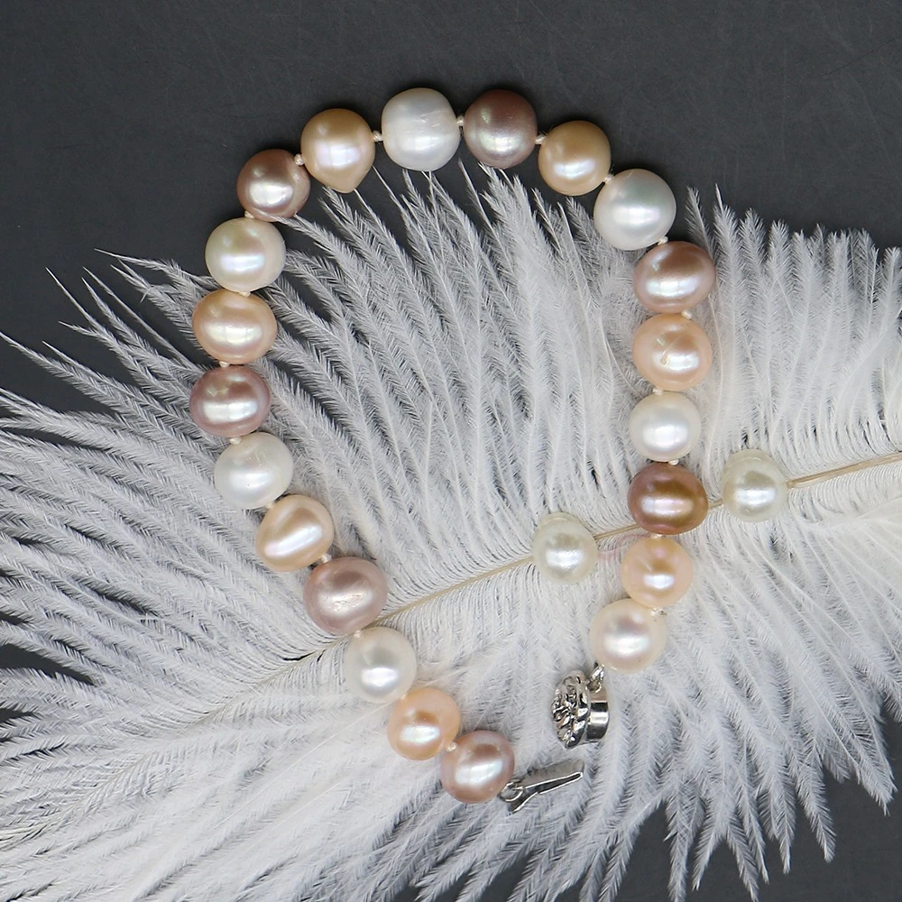 

9-10mm Mix-color Natural Baroque Pearl Bracelet Freshwater Pearl Spacer Beaded Jewelry Fashion Woman Wrist Ornament Gift 1strand