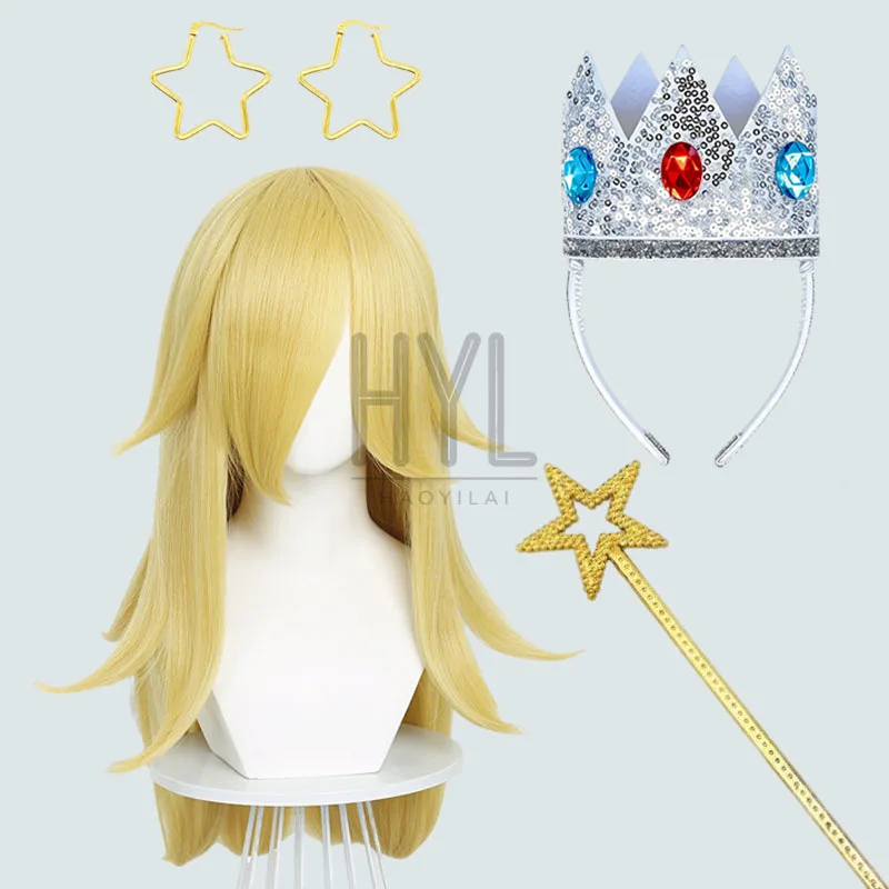Image of Anime Super Brother Galaxy Prinzessin Rosalina Cosplay Perücke Haar Prinzessin Krone Ohrringe Zauberstab für Frauen Halloween Karneval Party