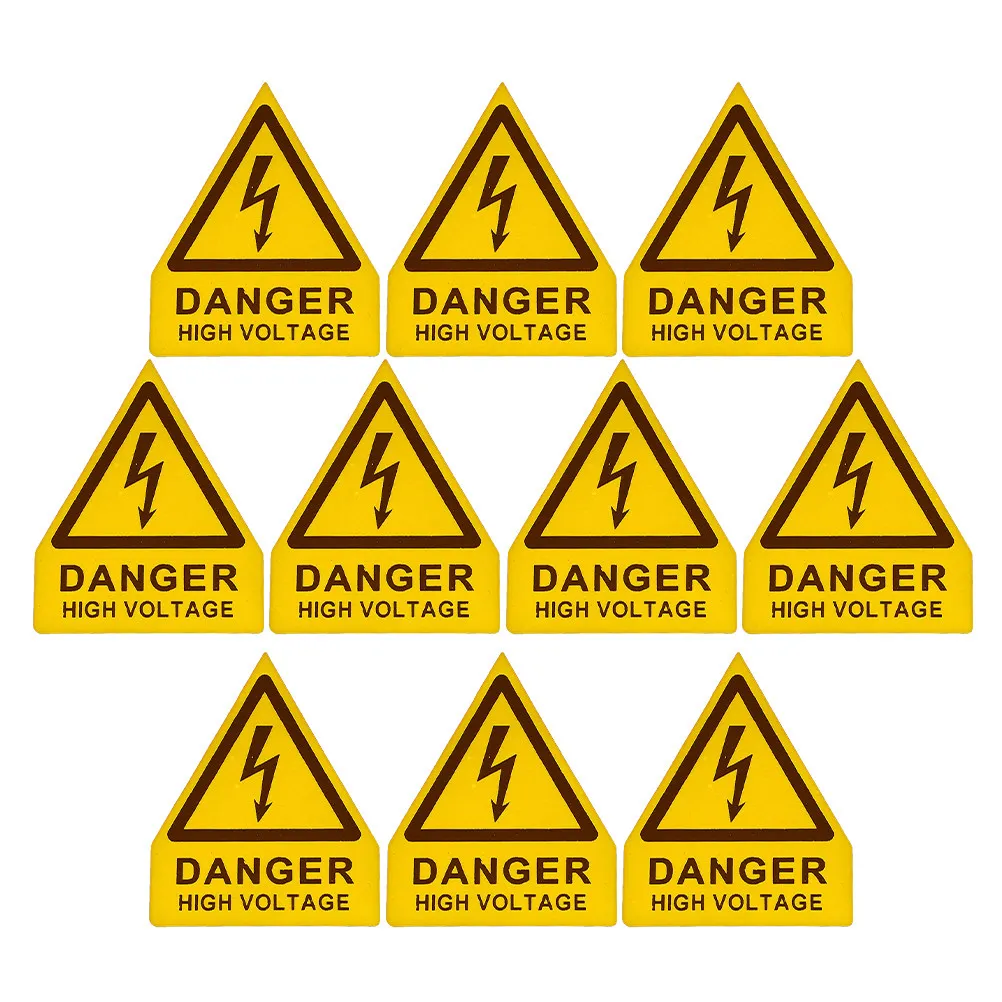 

10 шт. наклеек-предупреждений о высоком напряжении, знаки опасности, самоклеящиеся водонепроницаемые этикетки из ПВХ для зон, где возможен электрический ток