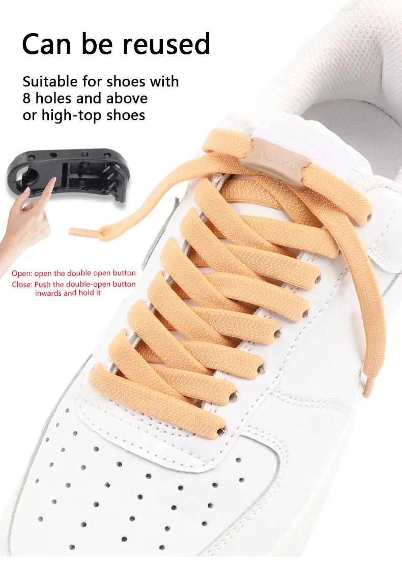 1 Paar Schnürsenkel ohne Krawatte, elastische Schnürsenkel für Kinder und Erwachsene, für Turnschuhe, Schnürsenkel, schnelle Spitze, faule Sport-Gummibänder, flache Schnürsenkel – Detail 1