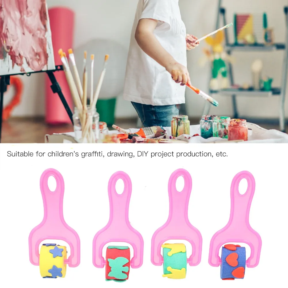 8PCS Soft Sponge Head Sponge Roller Brushes Smooth Rolling Lightweight Graffiti Drawing Rollers Even Paint Absorption