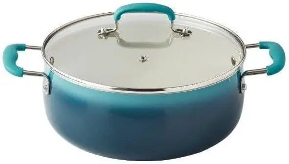 

For Pioneer Woman TEAL OMBRE Nonstick 5 Quart Dutch Oven Pot with Lid