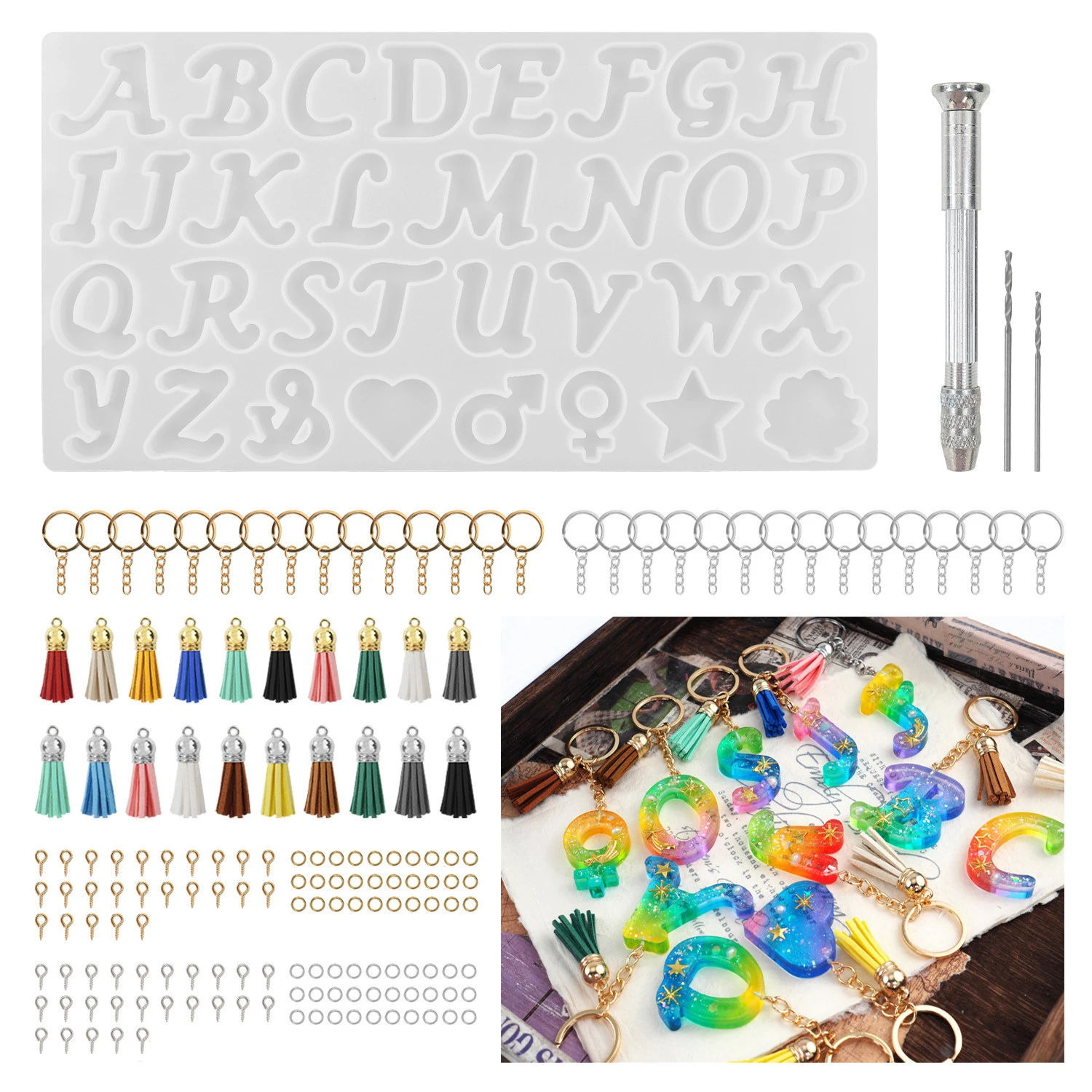 DIY Crystal Epoxy Resin Letter Pendant Keychain Mold English Word Jewelry Making Silicone Mould DIY Home Decoration Tools