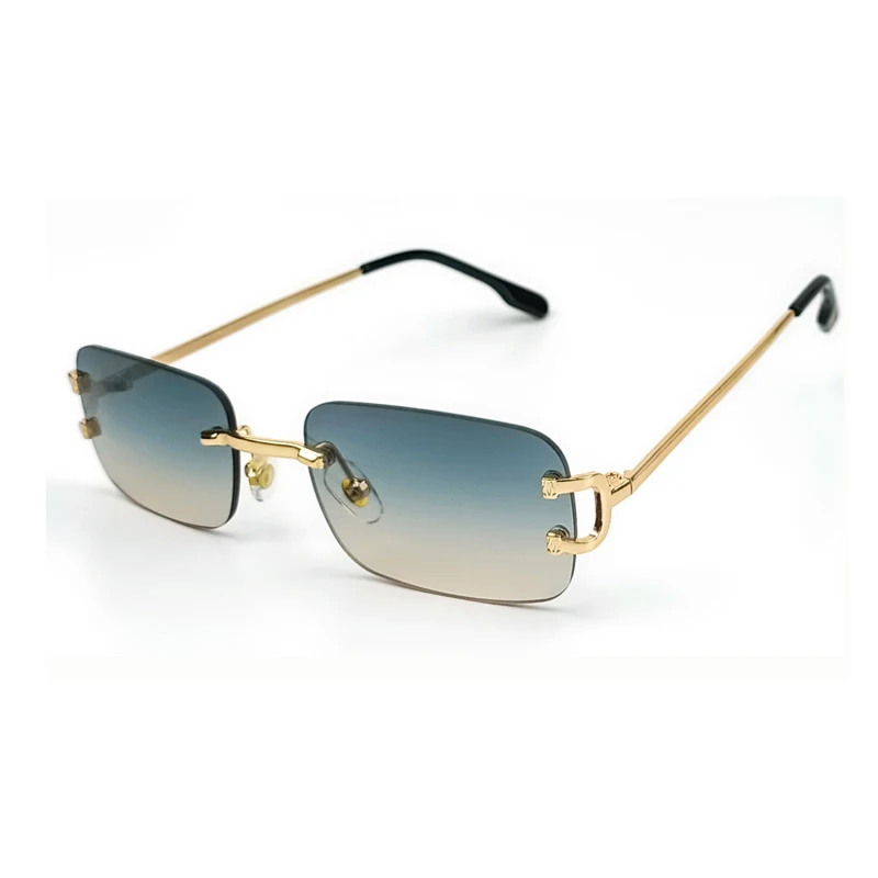 Raute Metall rahmenlose Sonnenbrille Männer rechteckigen kleinen Rahmen Sonnenbrille Frauen Mode Einkaufen Reise Party Brillen – Detail 10