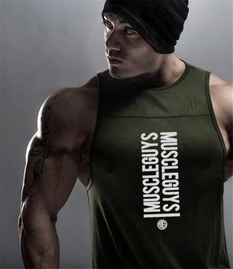 Summer Running Vests Mens Bodybuilding Sleeveless T-shirts Gym Fitness Muscle Tank Tops Sport Loose Splicing Training Clothing