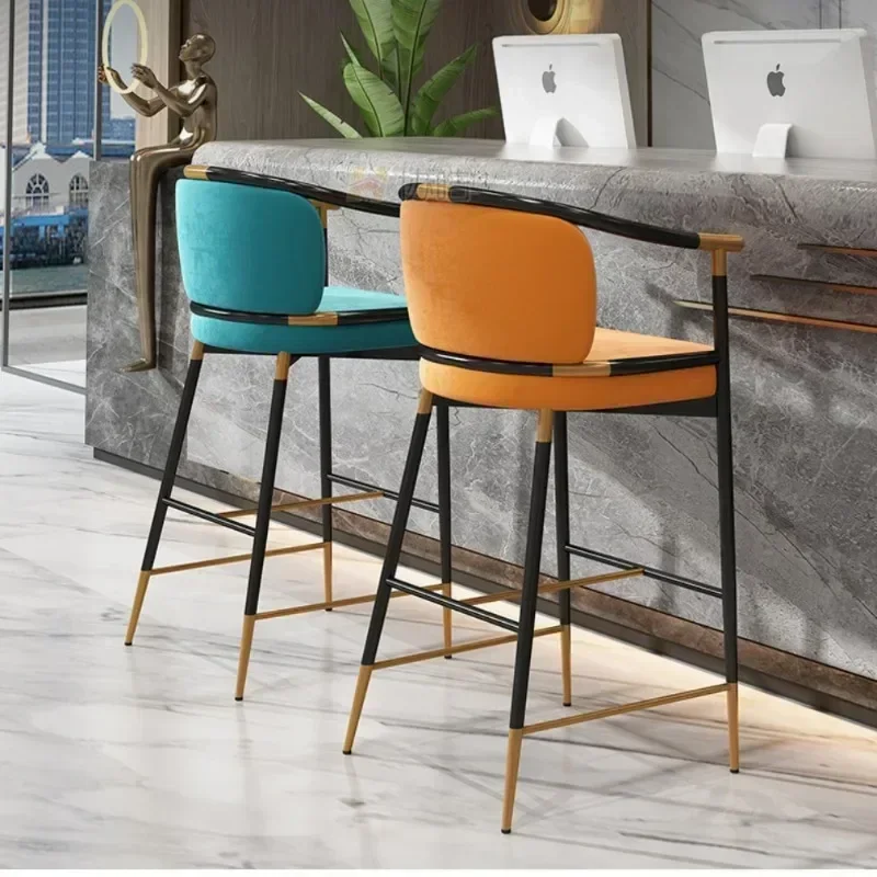 

High Nordic Bar Stools Modern Banqueta Black Legs Cosmetic Bar Chair Kitchen Counter Beauty Salon Cadeiras De Jantar Furniture