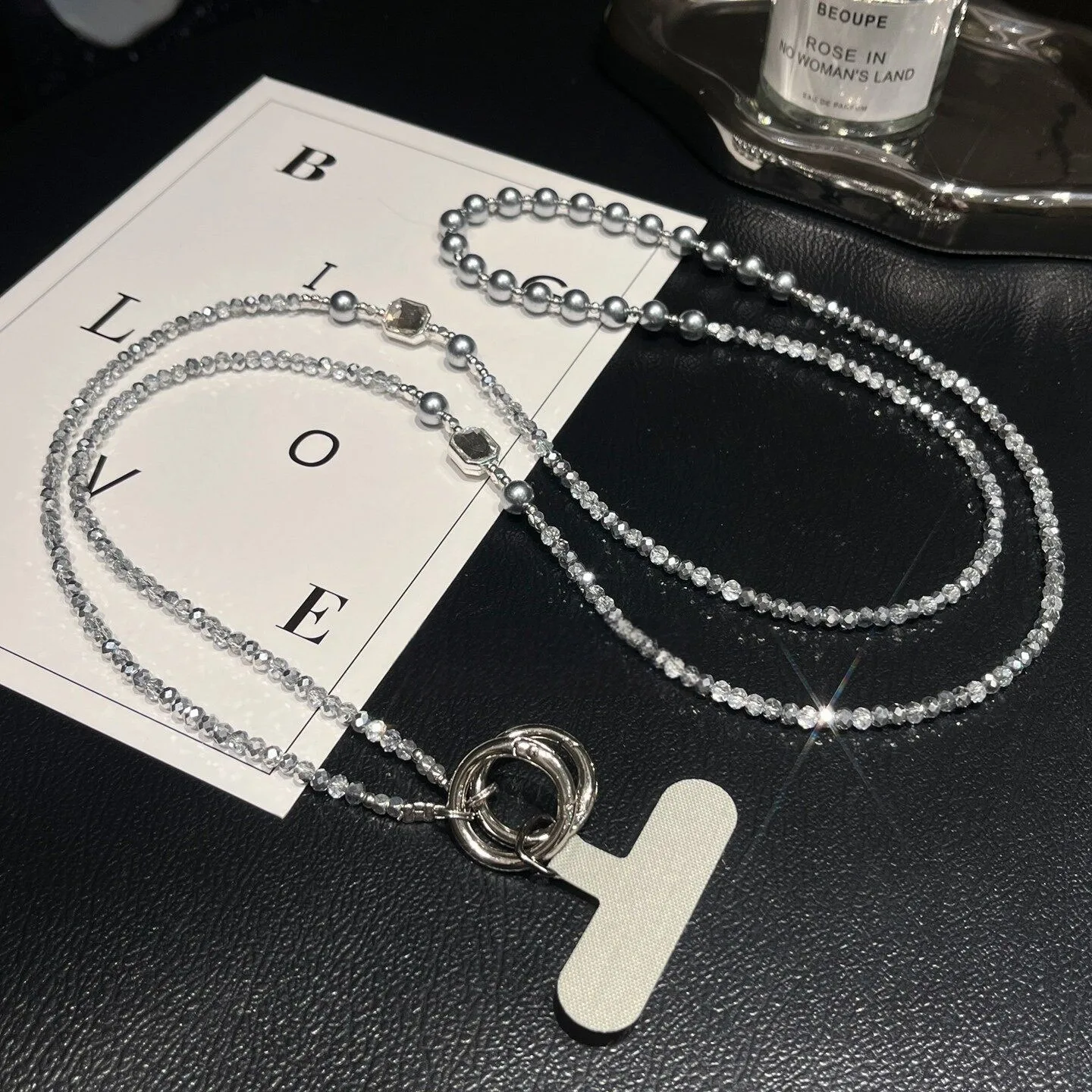 High-End Pearl Pendant Mobile Phone Chain Fashionable Beaded Crystal Long Cross-Body Strap Anti-Lost Phone Accessory