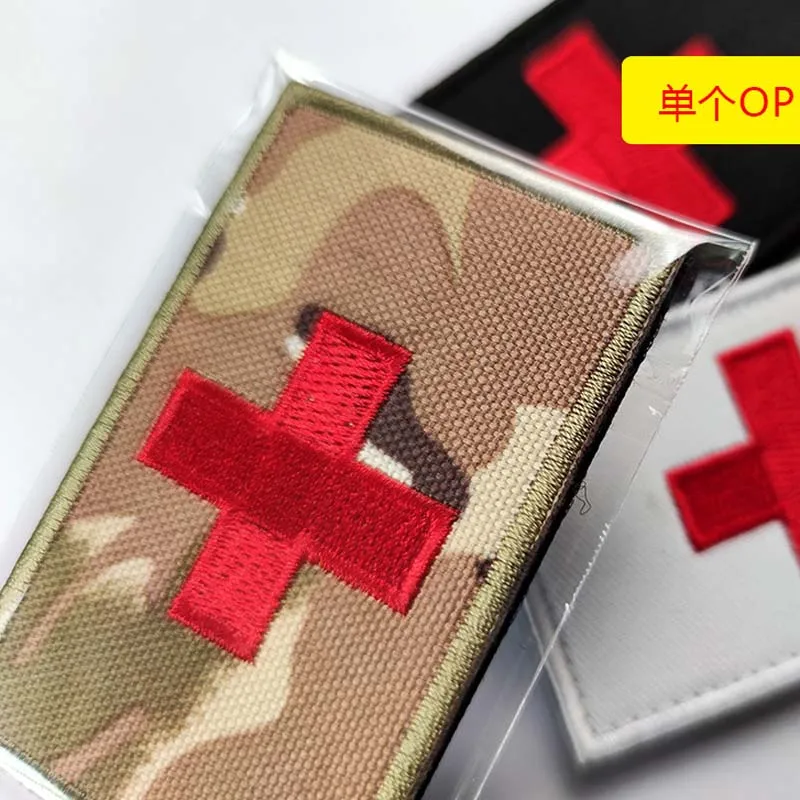 Red Cross Applique Badges Embroidery Tactical Hook and Loop Patch,First Aid MED Medic Rescue Military on Backpack,Armband