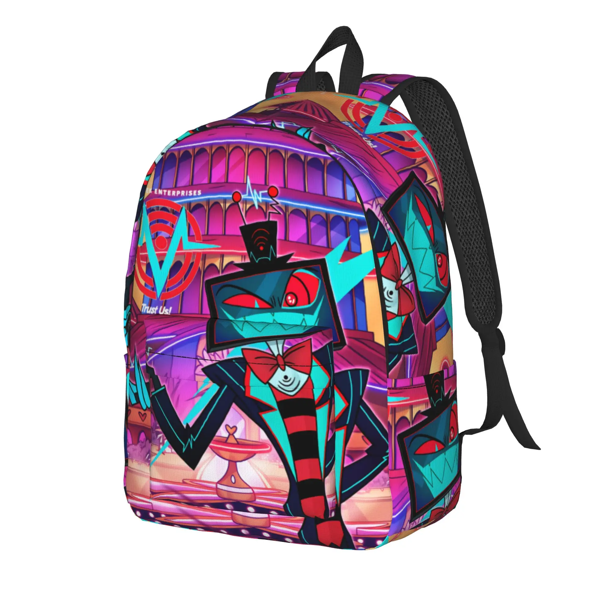 Relax Alastor Vox  Backpack Hazbines Hoteles Funny Backpacks Male University Soft School Bags High Quality Rucksack