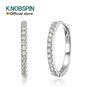 KNOBSPIN D VVS1 Hoop Moissanite Earrings for Women GRA certified brilliant diamond solid s925 silver plated 18k wedding earrings