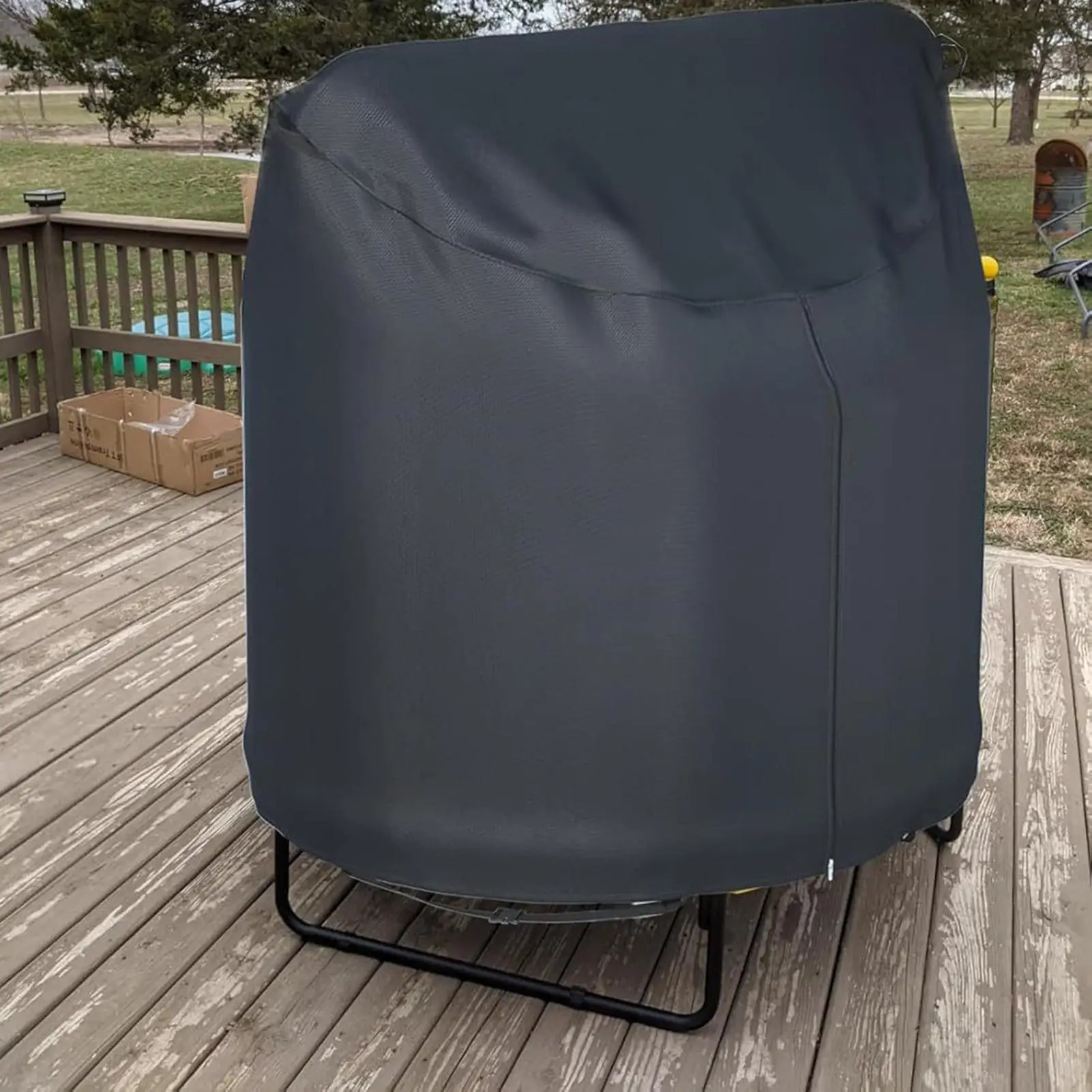 Round Trampoline Cover with Drawstring Buckle Waterproof Sun Shade Outdoor Jumping Bed Cover for Kids Fence Protection Rain UV