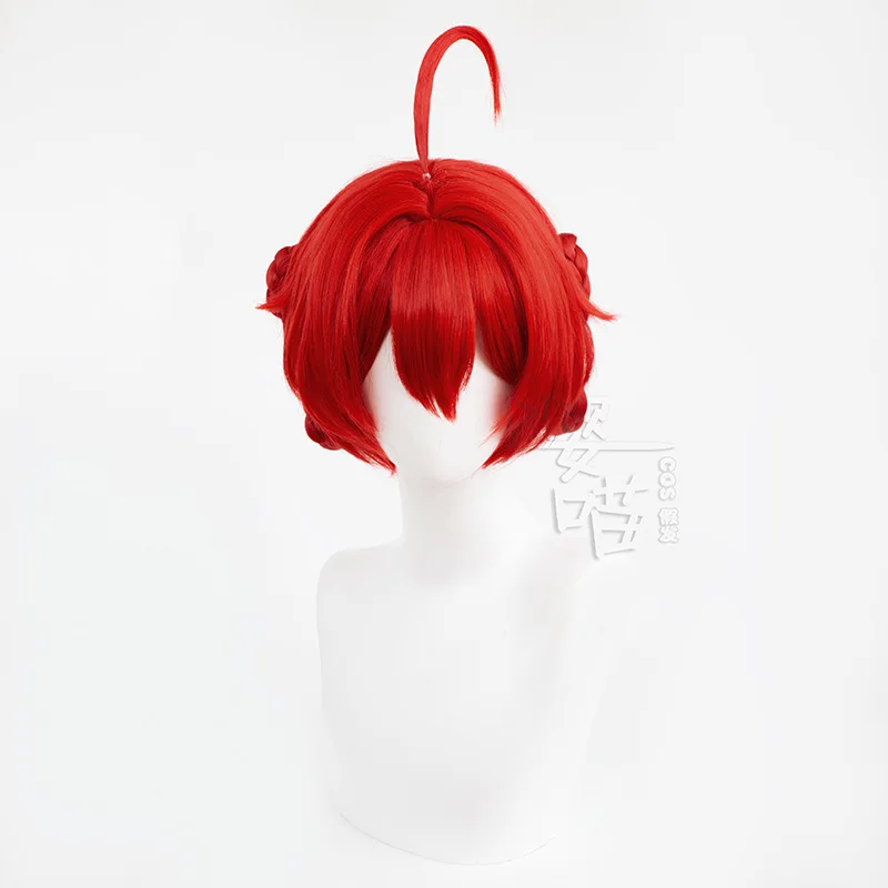 Game Wuthering Waves Danjin Cosplay Wig 32CM Dark Red Heat Resistant Synthetic Hair Anime Cosplay Wigs Halloween Party Men Women