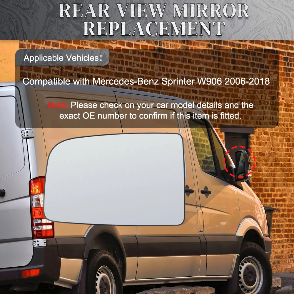 

Side Wing Mirror Glass for Mercedes-Benz Sprinter W906 2006-2018 Left or Right Door Mirror Lens Replacement