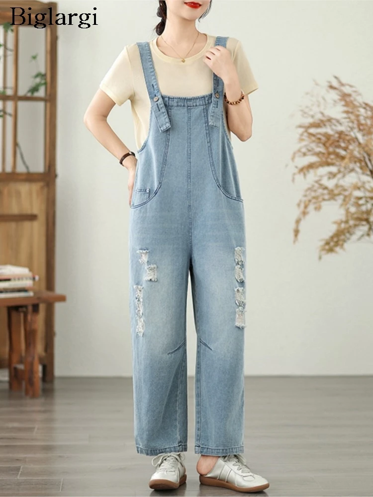 

Oversized Jeans Summer Overalls Pant Women Hole Fashion Ladies Overalls Trousers Loose Casual Woman Pants