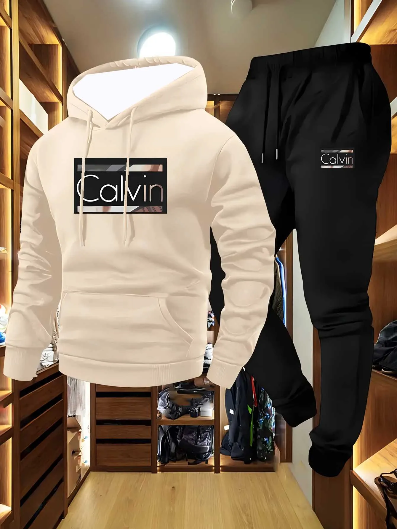 

2025 Мужская крутая повседневная толстовка из 2 предметов с принтом Y2K, толстовка с длинными рукавами и толстовка на шнурке, толстовка + брюки, спортивная одежда