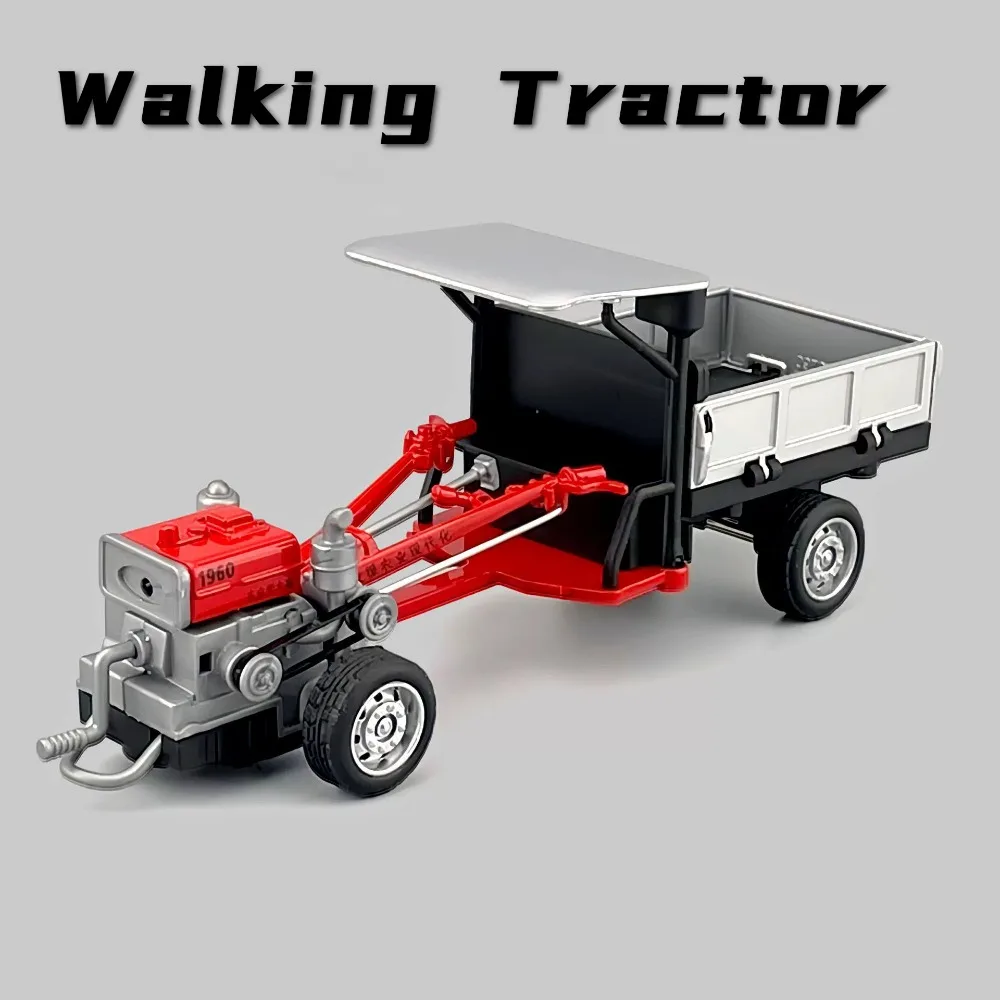 1:32 Walking Tractor Car Toy Models Metal Diecast Sound Light Rubber Tires Agricultural Vehicle Pull Back Adults Special Gifts