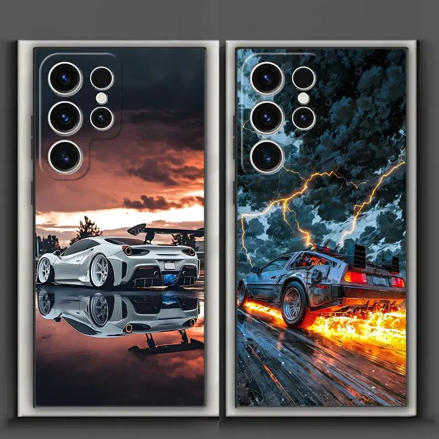 

Case for Samsung Galaxy S24 Plus S25 Edge S23 Ultra S20 S21 FE Black Soft Phone Cover Cool Highend Sports Car