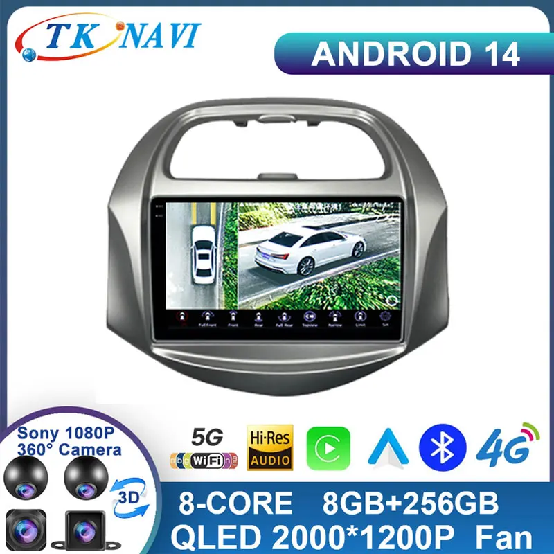 9 Inch Android 14 For Chevrolet SPARK BEAT 2018 - 2019 Car Radio Video WIFI 2K DSP Navigation GPS ADAS Multimedia AHD BT No 2din