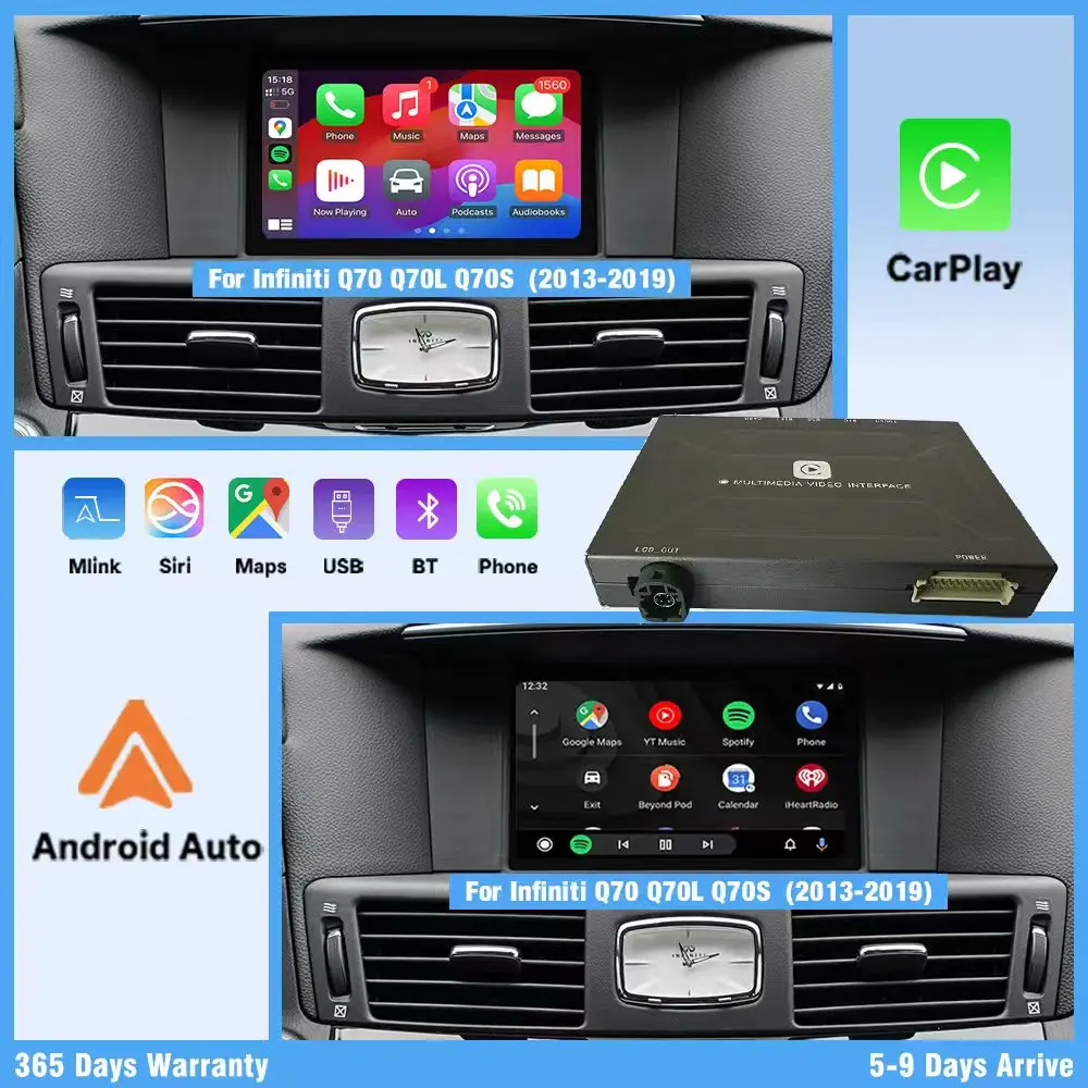 2013-2019 Infiniti Q70 Q70L Q70S Wireless CarPlay Android Auto Support GPS Navi Music Airplay Camera Mirror Link Apple Car Play