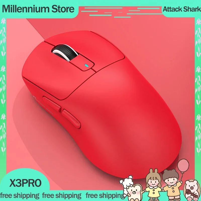 

Игровая мышь Attack Shark X3Pro, 3 режима, 2,4G, Bluetooth, беспроводные мыши, легкая мышь, пользовательская мышь с разрешением 26000 точек на дюйм, игровые мыши, подарки