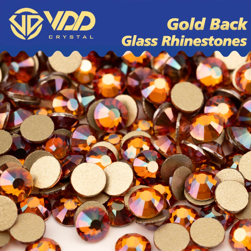 VDD 126 Sun Star جودة عالية SS4-SS20 الزجاج الراين كريستال الذهب أحجار ستراس مسطحة لمسمار الفن الحرف الزينة