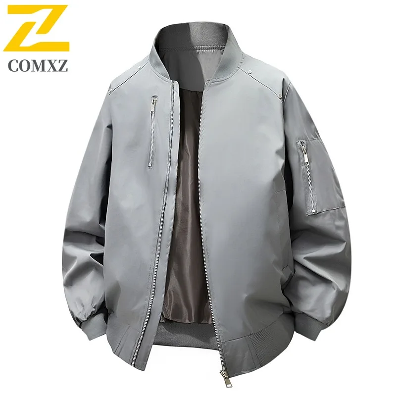 COMXZ Men Jacket New Breathable Solid Color Wrinkle Resistant Outdoor Travel Camping Windbreaker Jackets Autumn Sports Outerwear