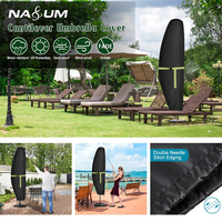 1PC Patio Umbrella Cover Waterproof 420D Oxford Cloth Outdoor Cantilever Parasol Cover With Zipper Fluorescent Ribbon Windproof
