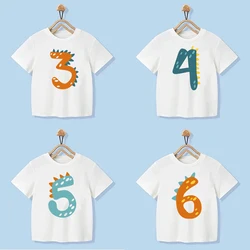 Number 1-9 Boys Girls Dinosaur Short Sleeves T-Shirts Children's Tshirt Birthday Gift T Shirt Baby Girl Tops Kids Hip Hop Tees