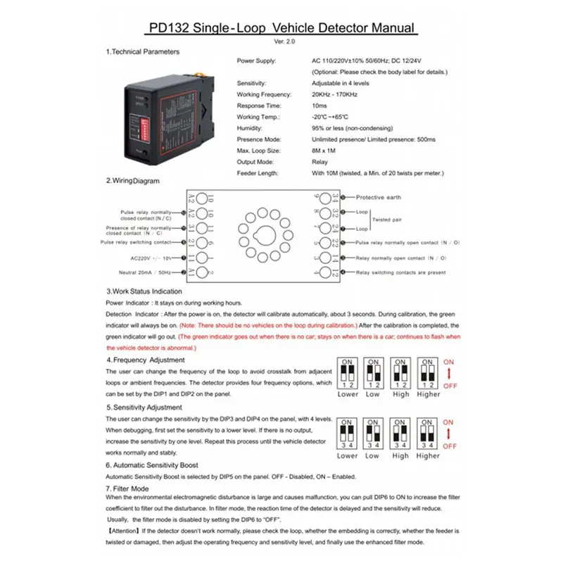 24-Hour Delivery 2X PD132 Single-Channel Inductive Barrier Gate Vehicle Detector Parking Lot Straight Barrier Gate Inductive 220