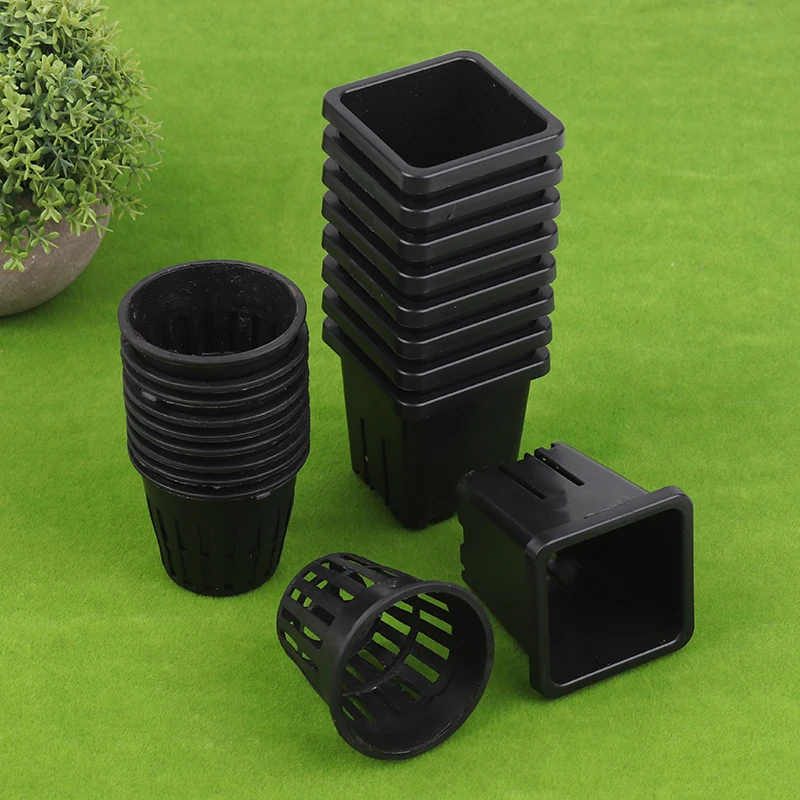 10Pcs Reusable Hydroponic Mesh Cover Hydroponic Planting Basket Plant Seedlings Planting Plastic Mesh Pot Garden Supplies