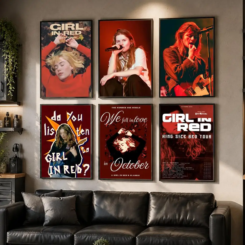 Singer Girl In Red Poster HD Waterproof Self-Adhesive Wall Art – Multi-Scene Use Top Gift Pick