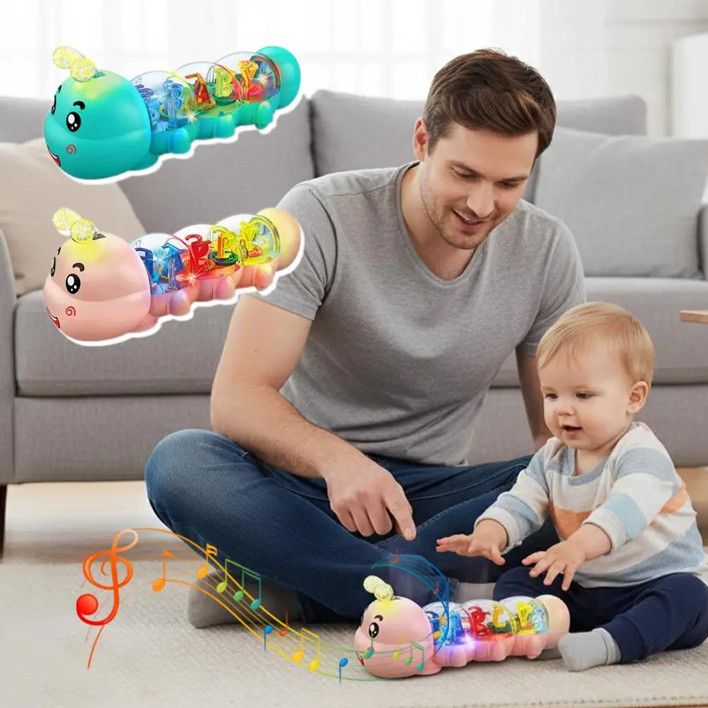 Juguete con diseño de oruga para niños, juguete Musical con luz y sonido, Animal para gatear, regalo de cumpleaños cautivador