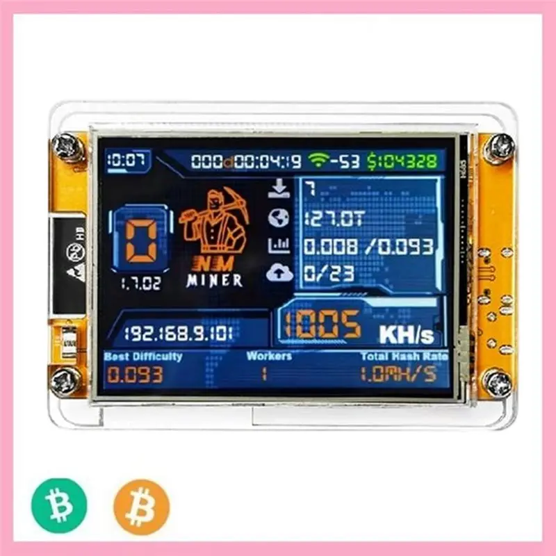 AED7-4X 1000KH/S Nmminer Nerdminer+ 4 Slots Stand Upgraded Harshrate 2.8 Inch Smart Display Lotter Bitcoin Crypto Solo Miner
